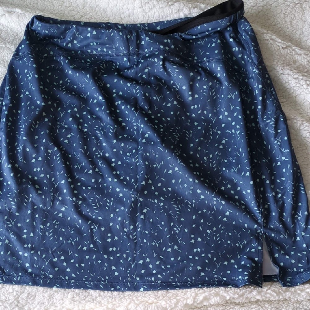 Navy Blue Patterned Women's Skort
